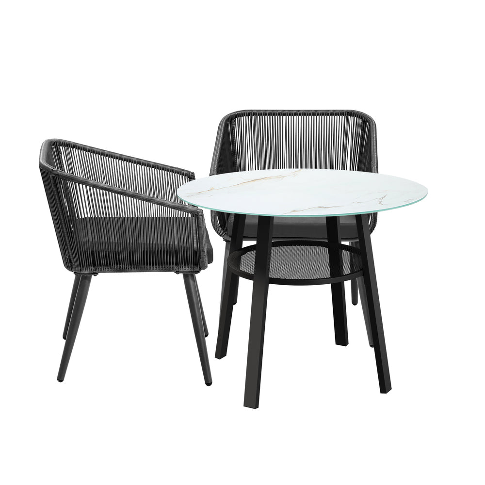 Livsip 3PCS Outdoor Dining Set Marble-style Table-Outdoor Dining Set-PEROZ Accessories