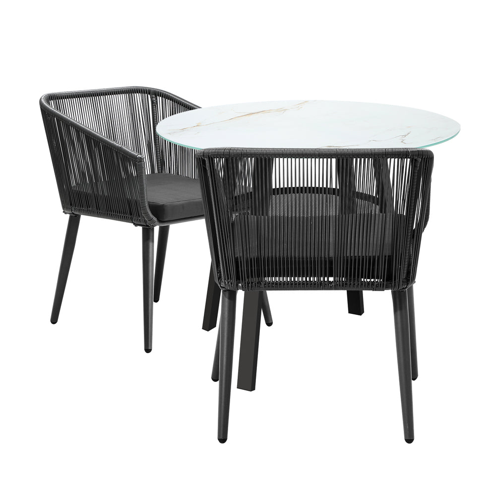 Livsip 3PCS Outdoor Dining Set Marble-style Table-Outdoor Dining Set-PEROZ Accessories