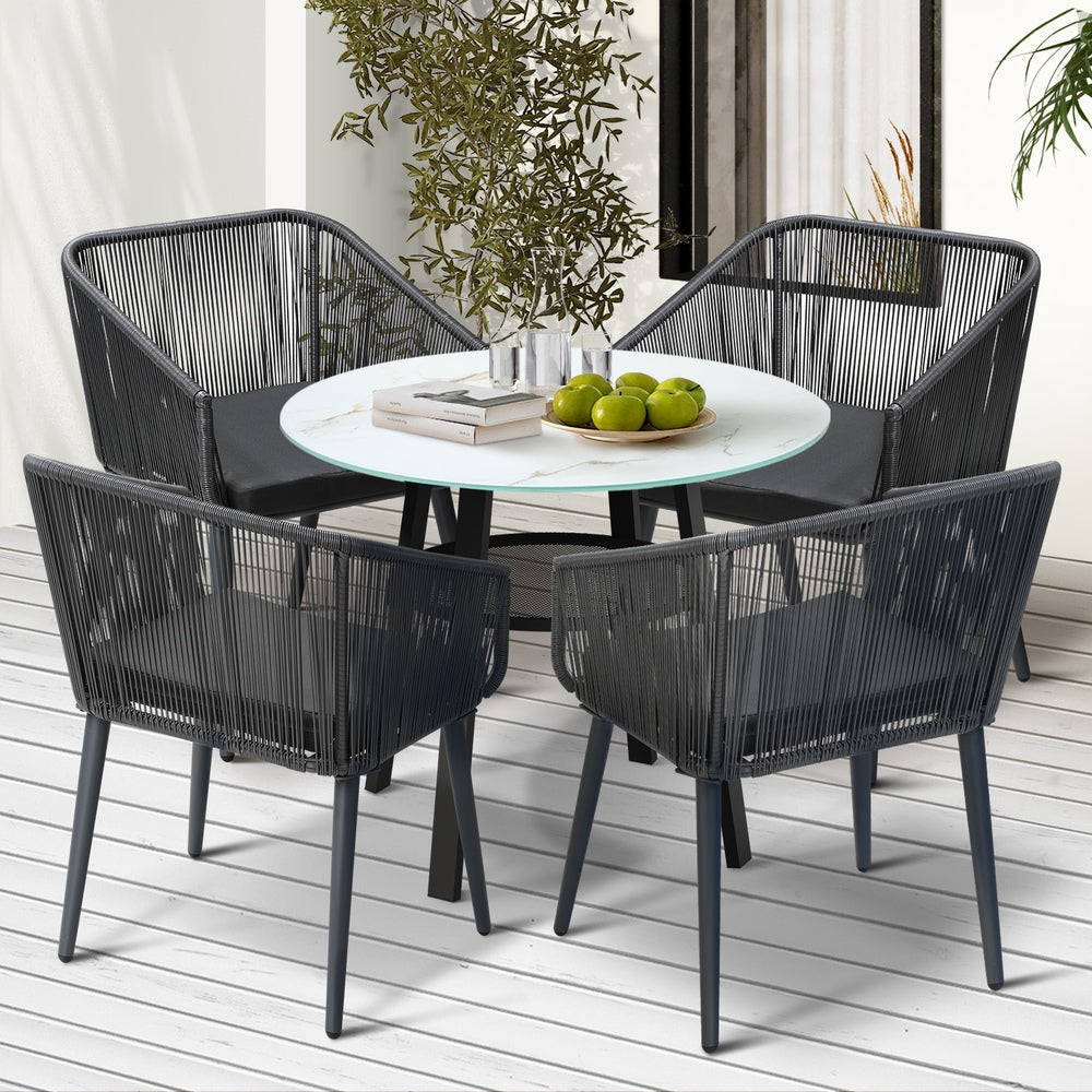 Livsip 5PCS Outdoor Dining Set Marble-style Table-Outdoor Dining Set-PEROZ Accessories