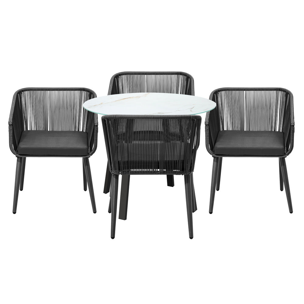 Livsip 5PCS Outdoor Dining Set Marble-style Table-Outdoor Dining Set-PEROZ Accessories