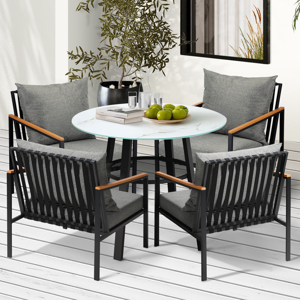 Livsip Outdoor Dining Setting Table Sofa Chairs 5PCS-Outdoor Dining Set-PEROZ Accessories