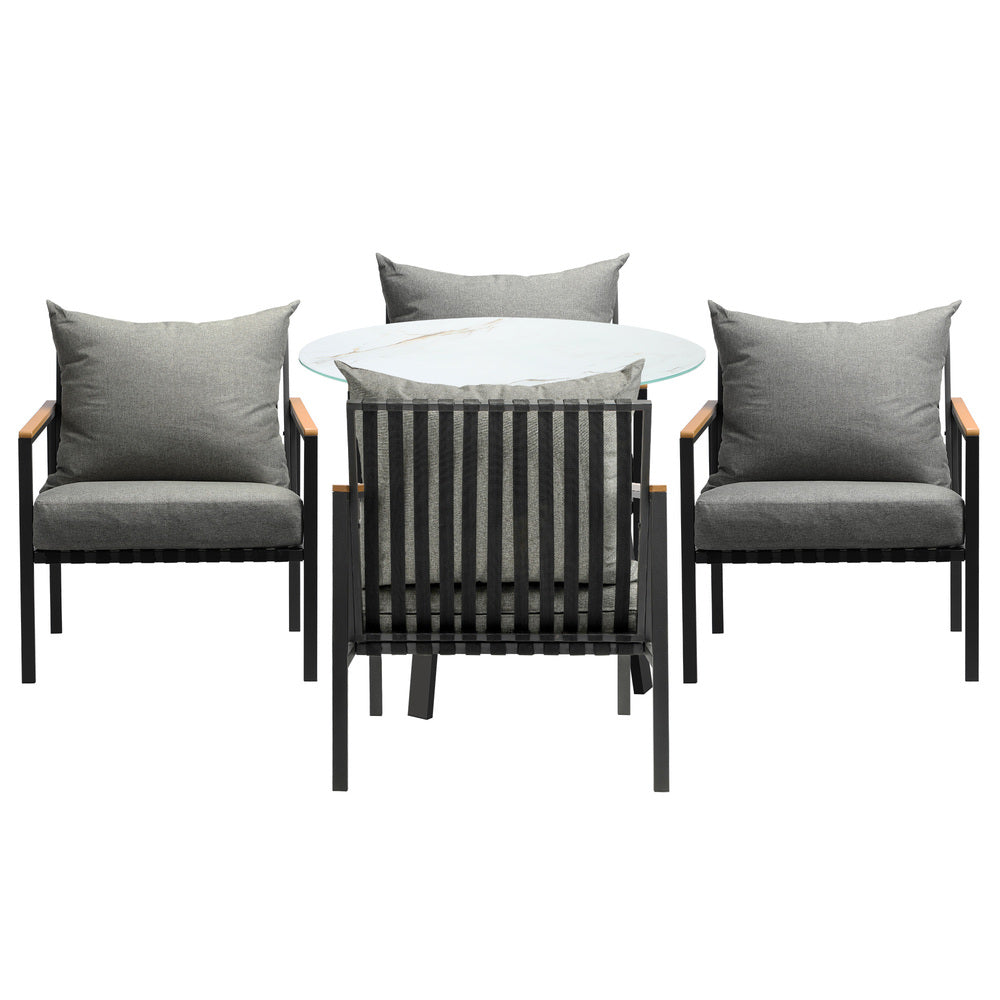 Livsip Outdoor Dining Setting Table Sofa Chairs 5PCS-Outdoor Dining Set-PEROZ Accessories