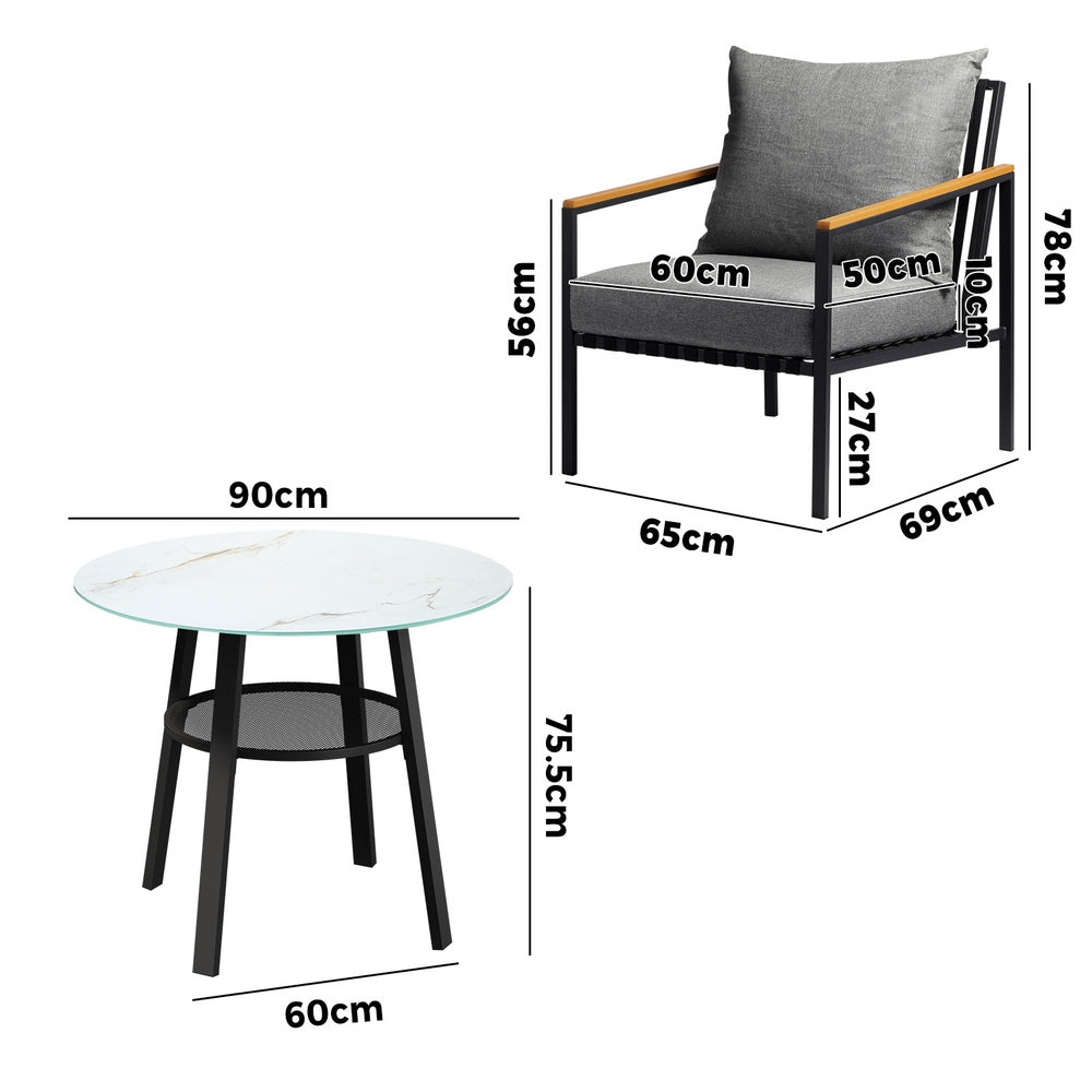 Livsip Outdoor Dining Setting Table Sofa Chairs 5PCS-Outdoor Dining Set-PEROZ Accessories