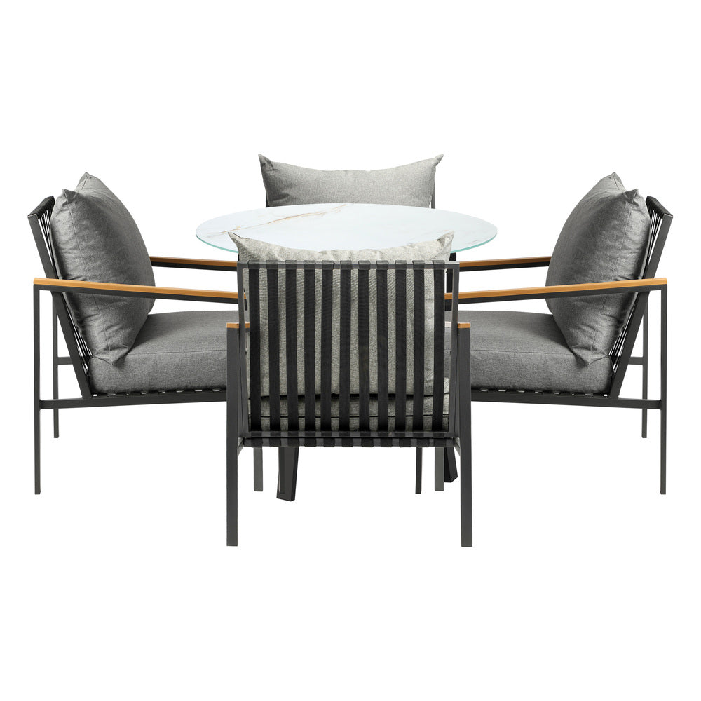 Livsip Outdoor Dining Setting Table Sofa Chairs 5PCS-Outdoor Dining Set-PEROZ Accessories