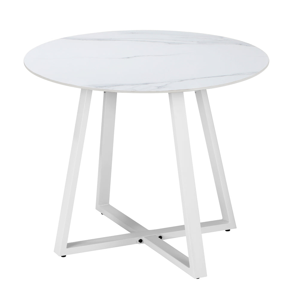 Livsip 90cm Outdoor Dining Sintered Stone Table White-Outdoor Dining Sets-PEROZ Accessories