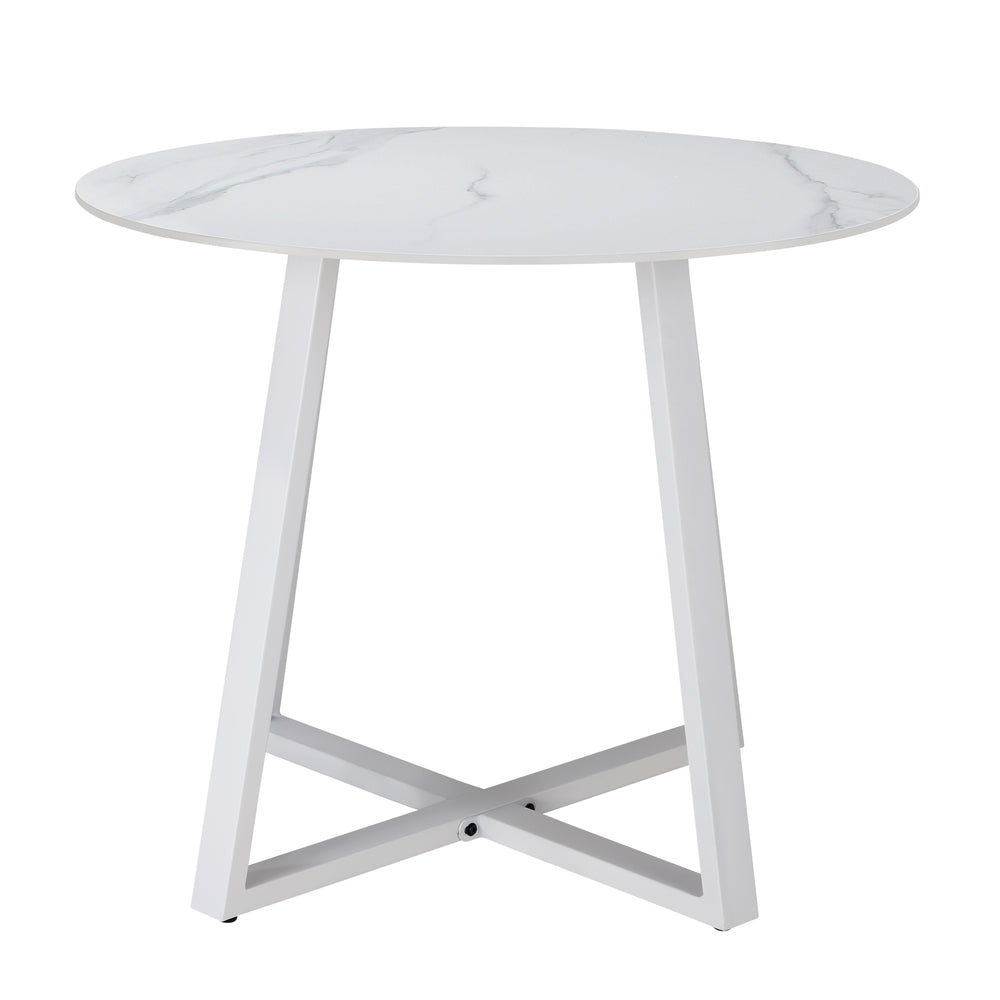 Livsip 90cm Outdoor Dining Sintered Stone Table White-Outdoor Dining Sets-PEROZ Accessories