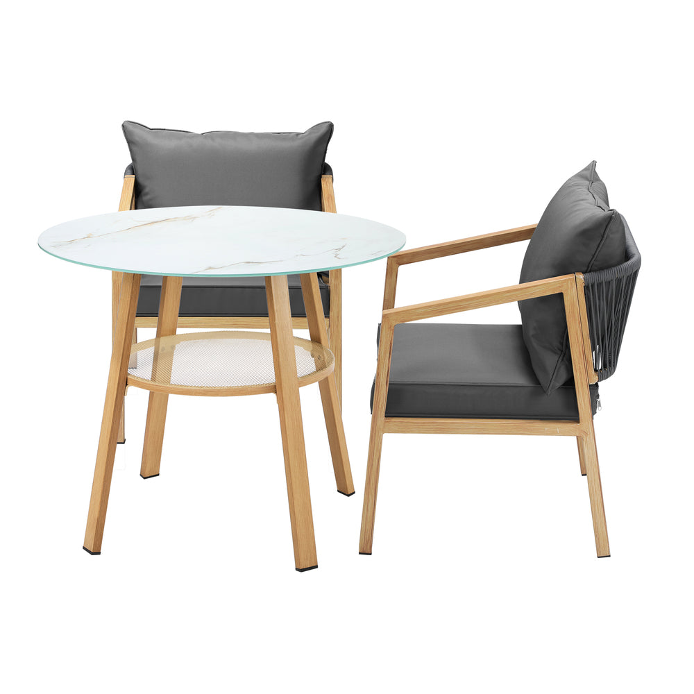 Livsip 3PCS Outdoor Dining Set 90cm Table Lounge Chairs-Outdoor Dining Set-PEROZ Accessories