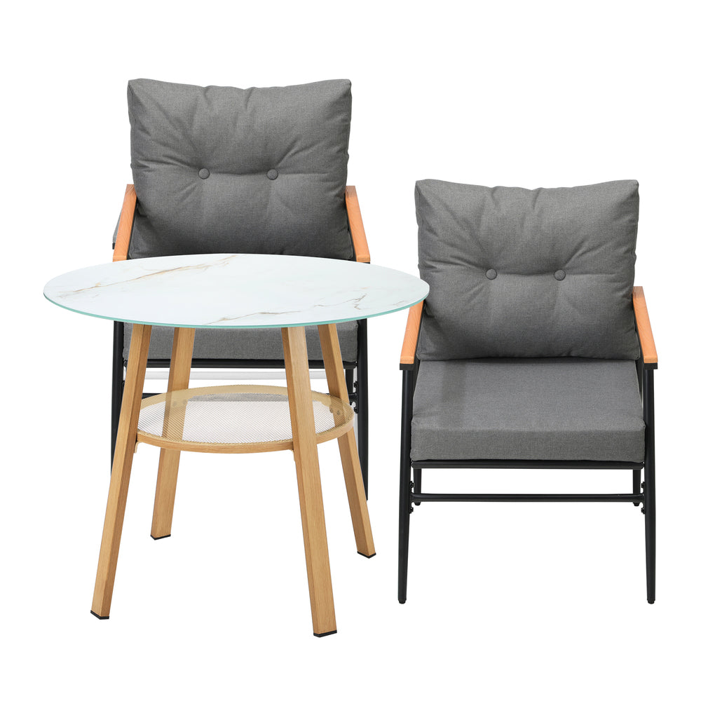 Livsip 3PCS Outdoor Furniture Dining Set Table with Storage Shelf-Outdoor Dining Set-PEROZ Accessories