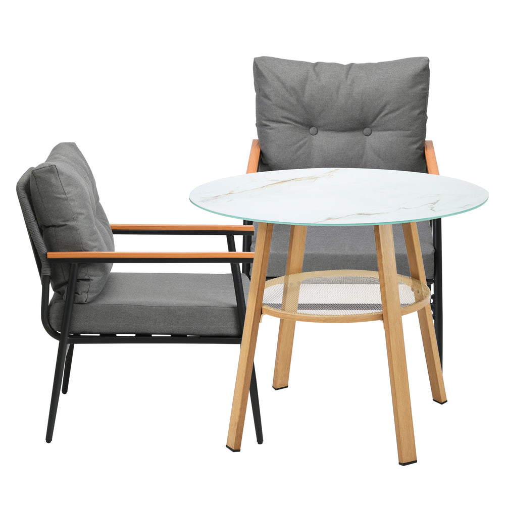 Livsip 3PCS Outdoor Furniture Dining Set Table with Storage Shelf-Outdoor Dining Set-PEROZ Accessories
