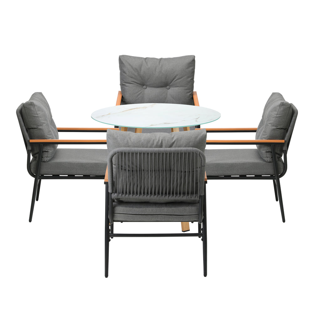 Livsip 5PCS Outdoor Furniture Dining Set Table with Storage Shelf-Outdoor Dining Set-PEROZ Accessories