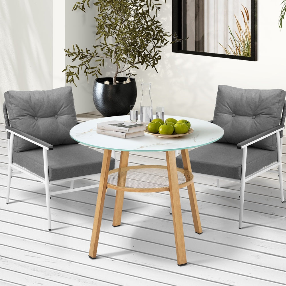 Livsip Outdoor 3PCS Dining Set Table with Storage Shelf-Outdoor Dining Set-PEROZ Accessories