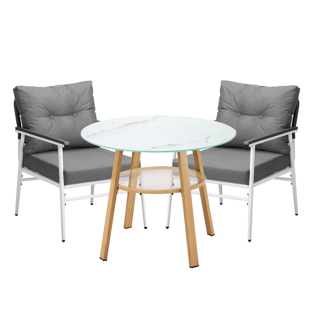 Livsip Outdoor 3PCS Dining Set Table with Storage Shelf-Outdoor Dining Set-PEROZ Accessories