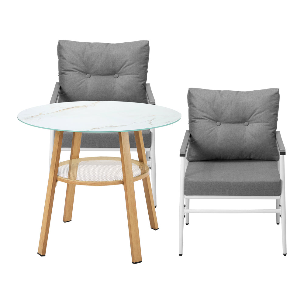 Livsip Outdoor 3PCS Dining Set Table with Storage Shelf-Outdoor Dining Set-PEROZ Accessories