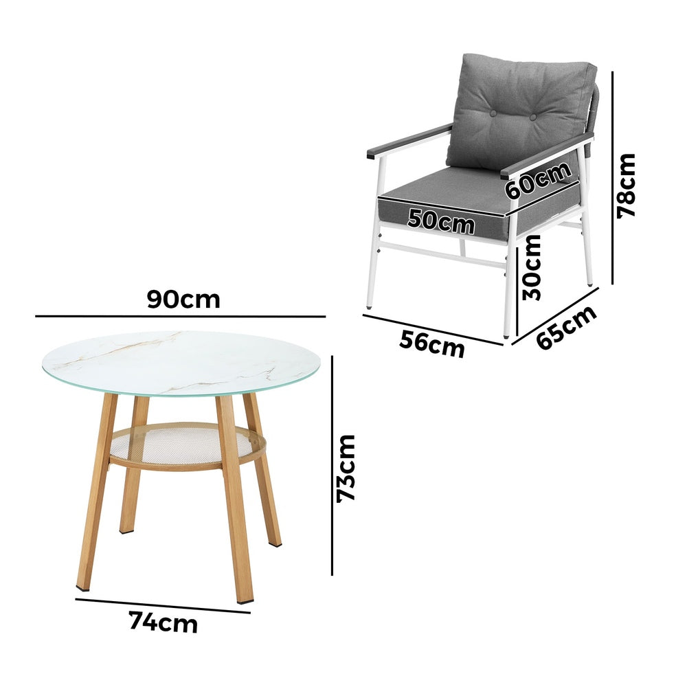 Livsip Outdoor 3PCS Dining Set Table with Storage Shelf-Outdoor Dining Set-PEROZ Accessories