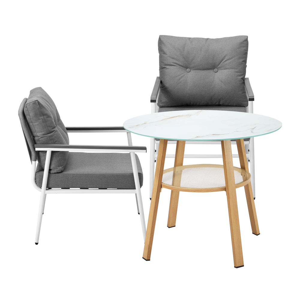 Livsip Outdoor 3PCS Dining Set Table with Storage Shelf-Outdoor Dining Set-PEROZ Accessories