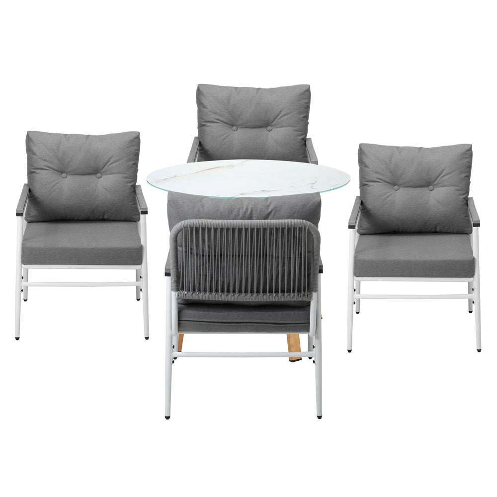 Livsip Outdoor 5PCS Dining Set Table with Storage Shelf-Outdoor Dining Set-PEROZ Accessories