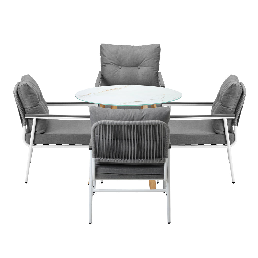 Livsip Outdoor 5PCS Dining Set Table with Storage Shelf-Outdoor Dining Set-PEROZ Accessories