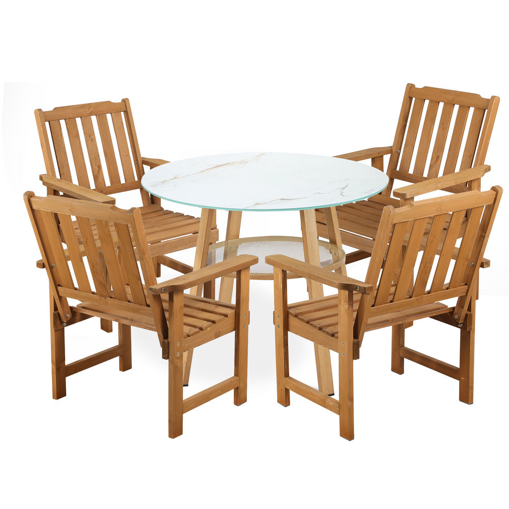 Livsip 5PC Outdoor Dining Set Solid Wood Chair and Table-Outdoor Dining Set-PEROZ Accessories