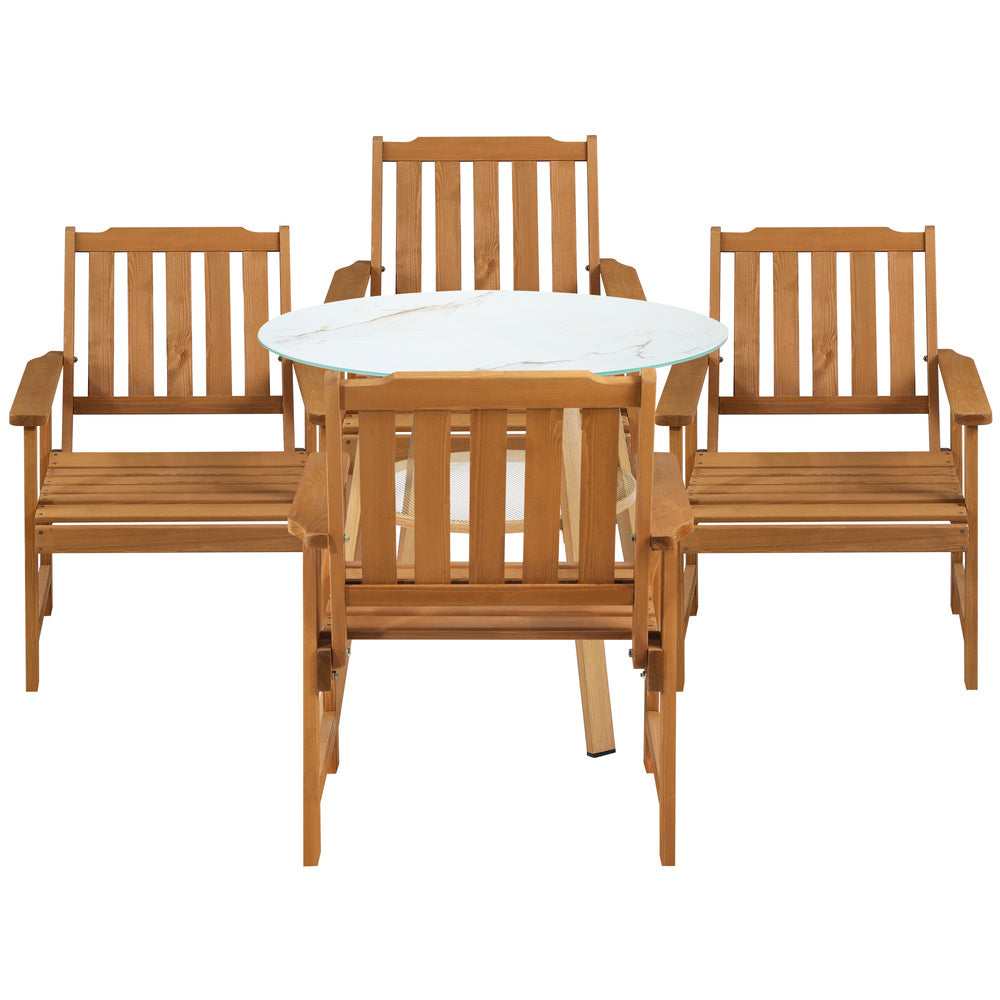 Livsip 5PC Outdoor Dining Set Solid Wood Chair and Table-Outdoor Dining Set-PEROZ Accessories