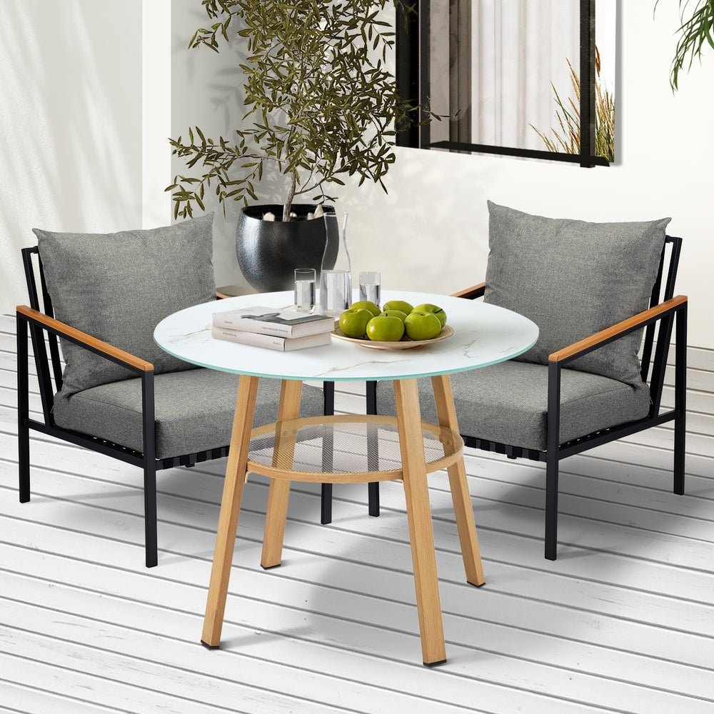 Livsip 3 Piece Outdoor Dining Setting Table w/Storage Shelf-Outdoor Dining Set-PEROZ Accessories