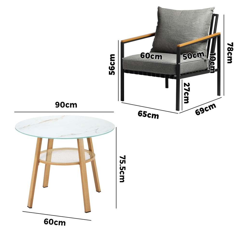 Livsip 3 Piece Outdoor Dining Setting Table w/Storage Shelf-Outdoor Dining Set-PEROZ Accessories