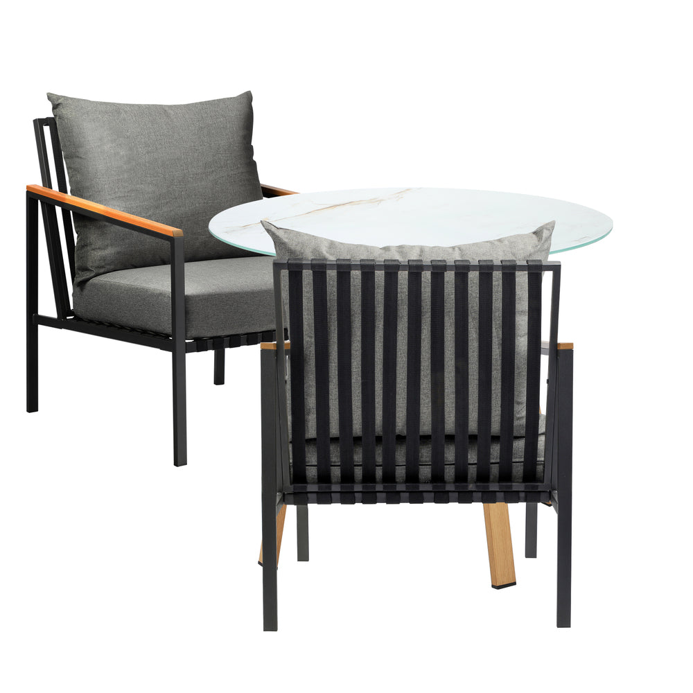 Livsip 3 Piece Outdoor Dining Setting Table w/Storage Shelf-Outdoor Dining Set-PEROZ Accessories