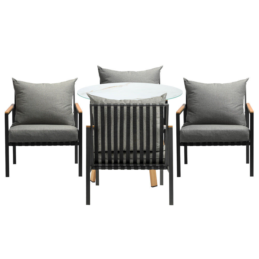 Livsip 5 Piece Outdoor Dining Setting Table w/Storage Shelf-Outdoor Dining Set-PEROZ Accessories