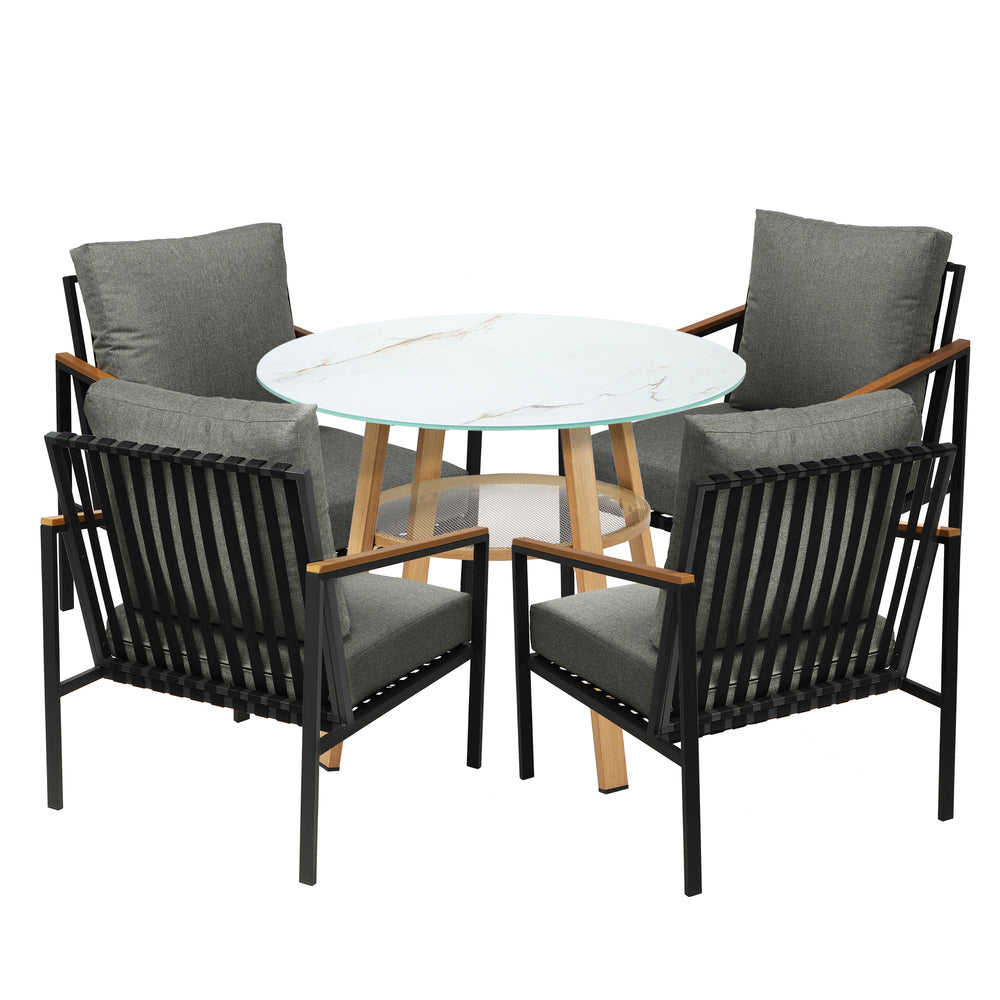 Livsip Outdoor Patio Set Lounge Bistro Dining Set 4 Seater-Outdoor Dining Set-PEROZ Accessories