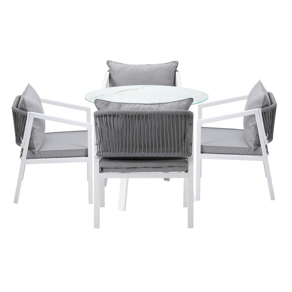 Livsip Outdoor Dining Setting Lounge Chair Bistro Set 5PCS White-Outdoor Dining Set-PEROZ Accessories