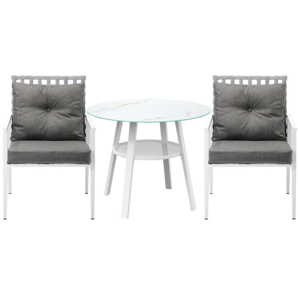 Livsip Outdoor Dining Set 3PCS Marble Table Rattan Chair-Outdoor Dining Set-PEROZ Accessories
