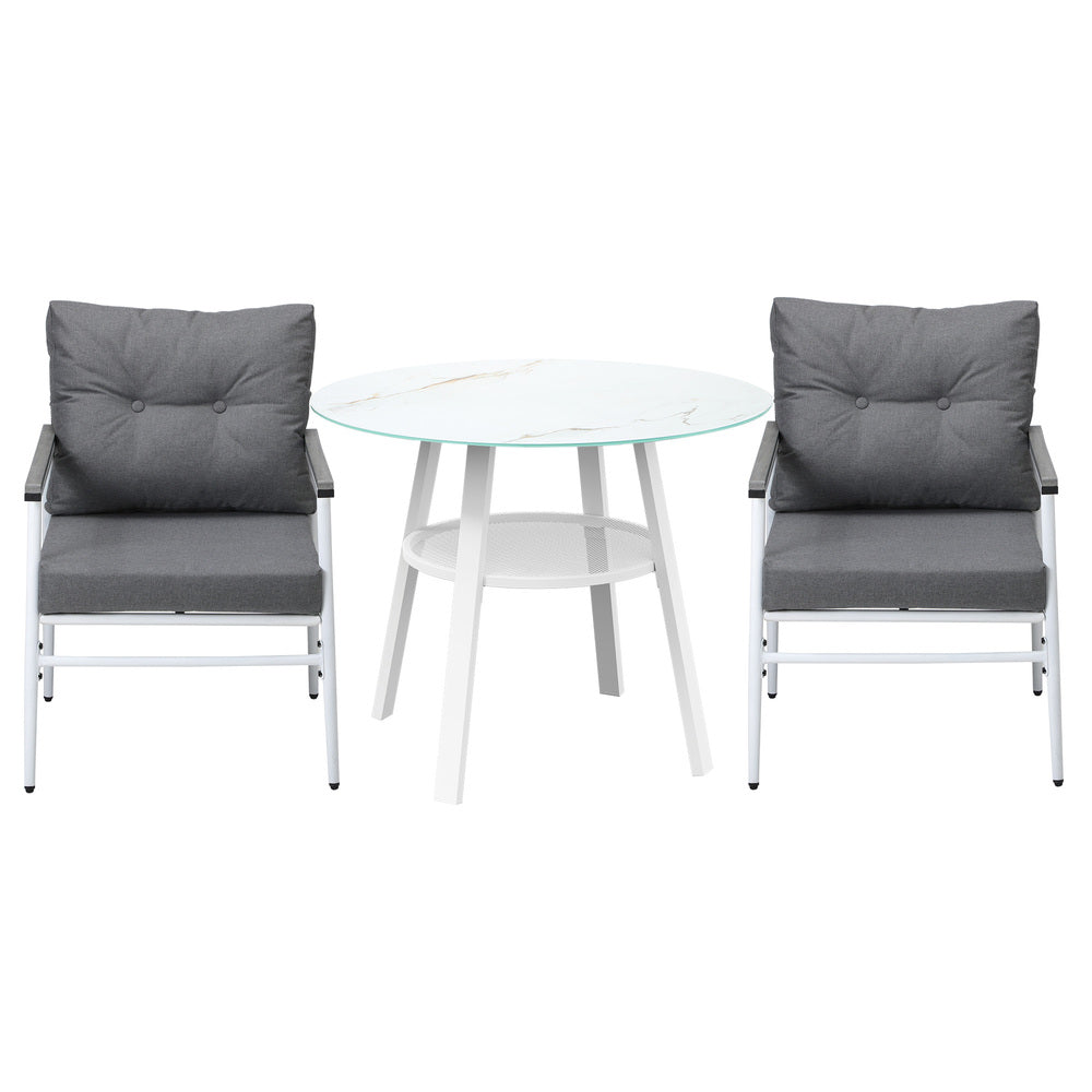 Livsip Outdoor Dining Setting 2 Seater Tempered Glass Table-Outdoor Dining Set-PEROZ Accessories