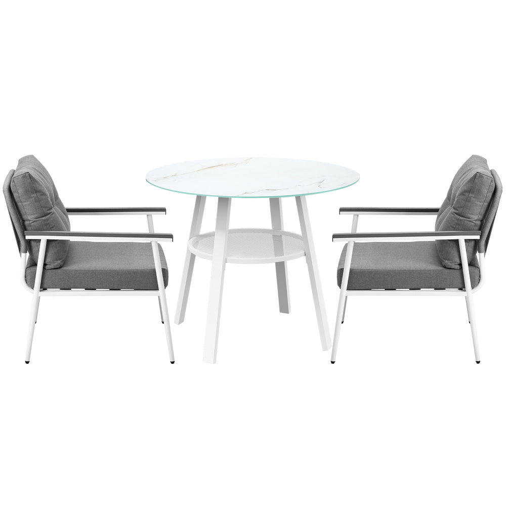 Livsip Outdoor Dining Setting 2 Seater Tempered Glass Table-Outdoor Dining Set-PEROZ Accessories