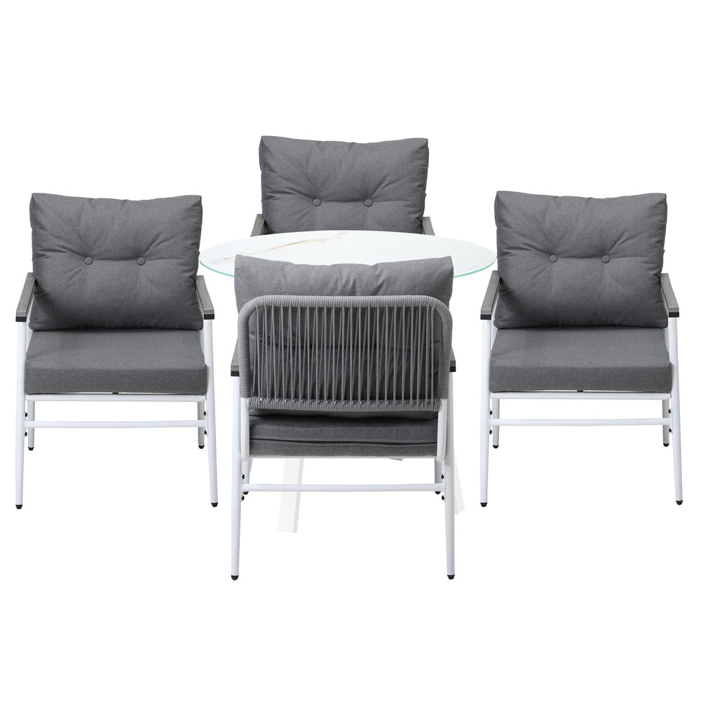 Livsip Outdoor Dining Setting 4 Seater Tempered Glass Table-Outdoor Dining Set-PEROZ Accessories