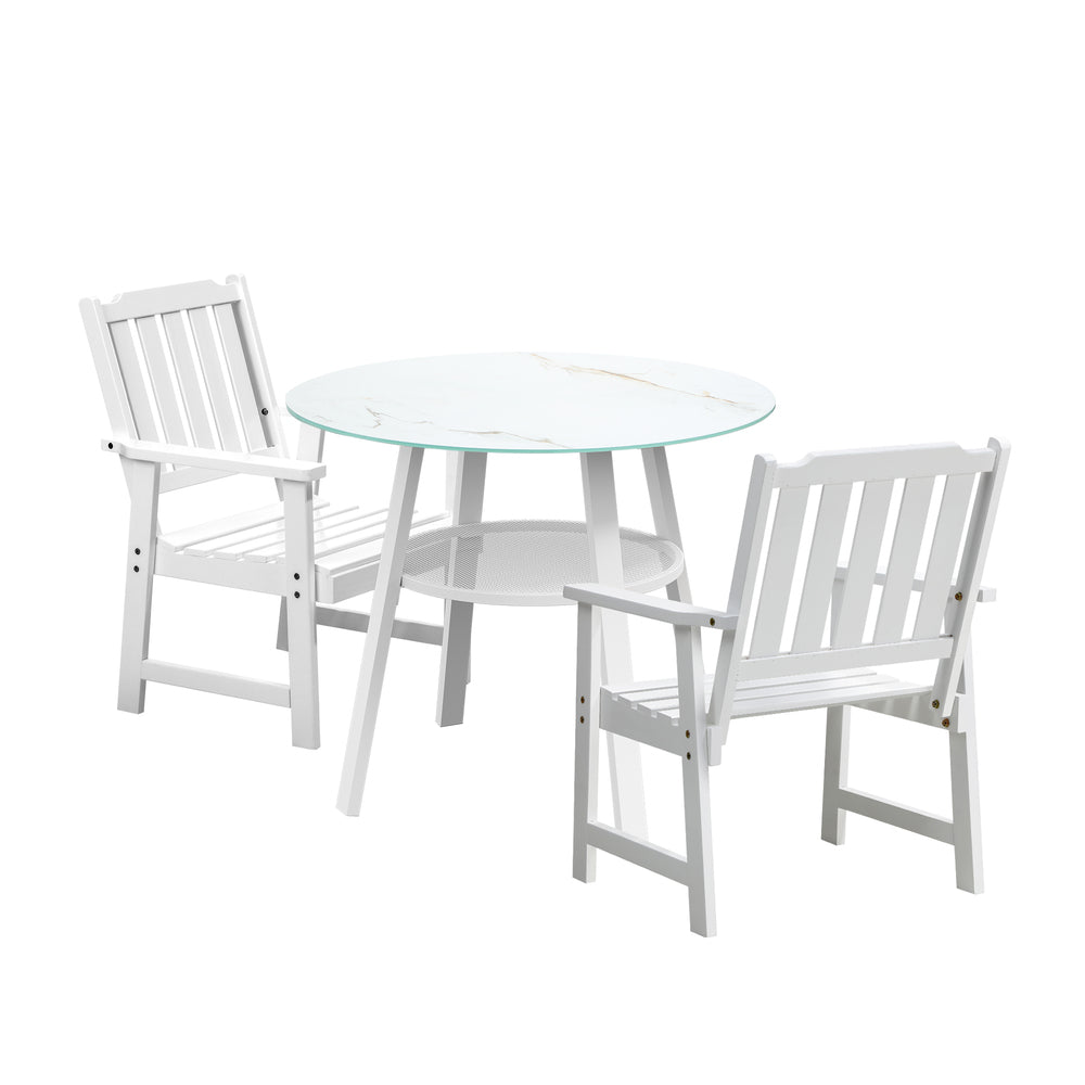 Livsip 3PCS Outdoor Dining Setting Solid Wood Chair-Outdoor Dining Set-PEROZ Accessories