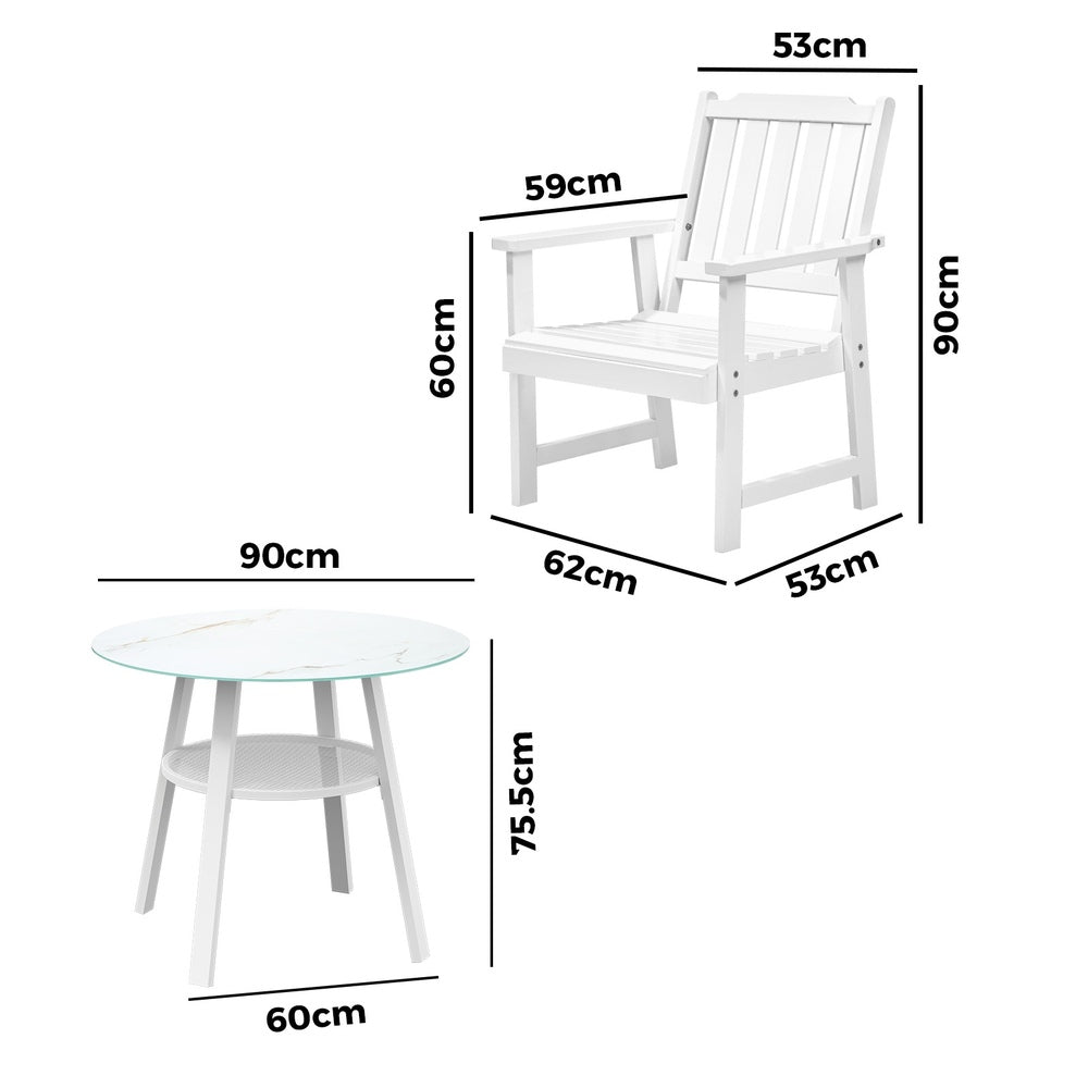 Livsip 3PCS Outdoor Dining Setting Solid Wood Chair-Outdoor Dining Set-PEROZ Accessories