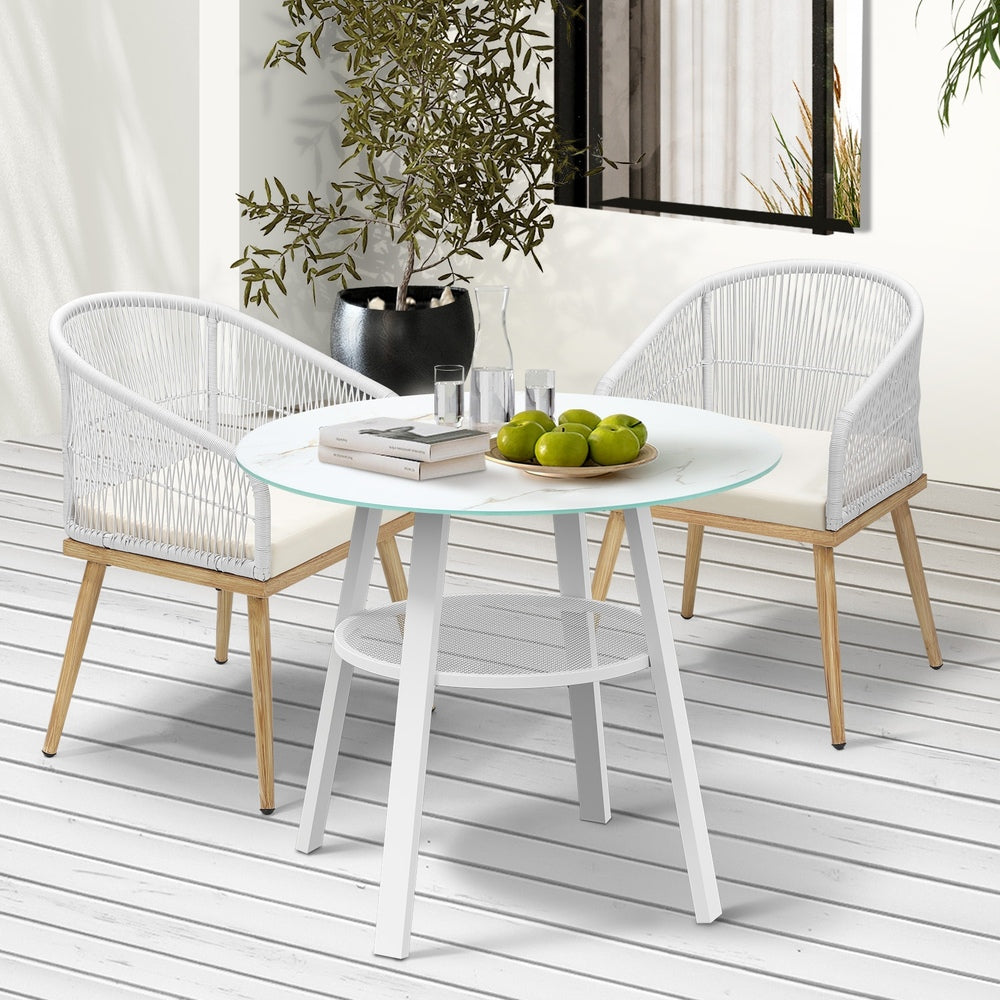 Livsip 3PCS Outdoor Dining Setting Table w/Storage Shelf-Outdoor Dining Set-PEROZ Accessories
