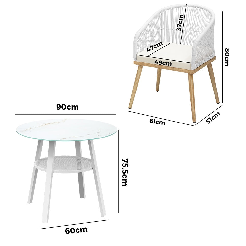 Livsip 3PCS Outdoor Dining Setting Table w/Storage Shelf-Outdoor Dining Set-PEROZ Accessories