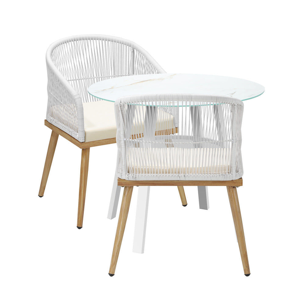 Livsip 3PCS Outdoor Dining Setting Table w/Storage Shelf-Outdoor Dining Set-PEROZ Accessories