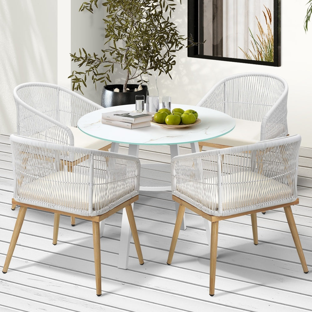 Livsip 5PCS Outdoor Dining Setting Table w/ Storage Shelf-Outdoor Dining Set-PEROZ Accessories