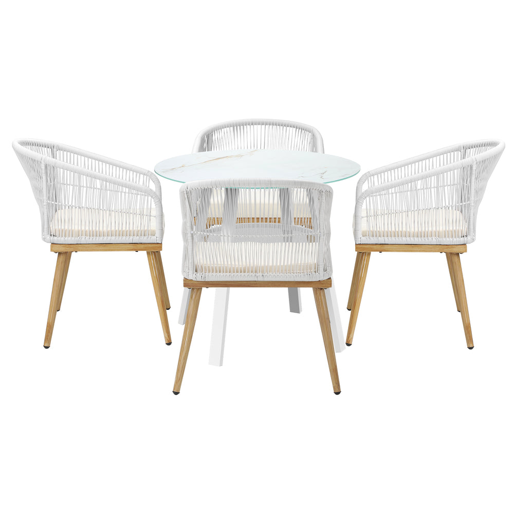 Livsip 5PCS Outdoor Dining Setting Table w/ Storage Shelf-Outdoor Dining Set-PEROZ Accessories