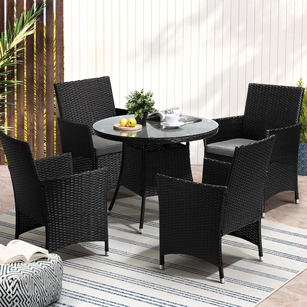 Livsip 5 PCS Outdoor Dining Set Table & Chairs Patio Furniture Lounge Setting-Outdoor Dining Sets-PEROZ Accessories