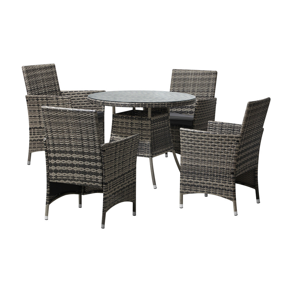 Livsip Outdoor Dining Set Table & Chairs 5PCS Patio Furniture Lounge Setting-Outdoor Dining Sets-PEROZ Accessories