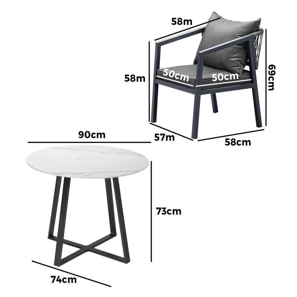 Livsip 3PCS Outdoor Dining Set Table&Lounge Chair-Outdoor Dining Sets-PEROZ Accessories