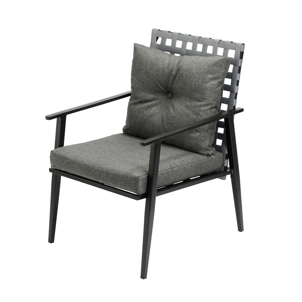 Livsip Outdoor Dining Set 4 Seater Marble Table Rattan Armchair-Outdoor Dining Set-PEROZ Accessories