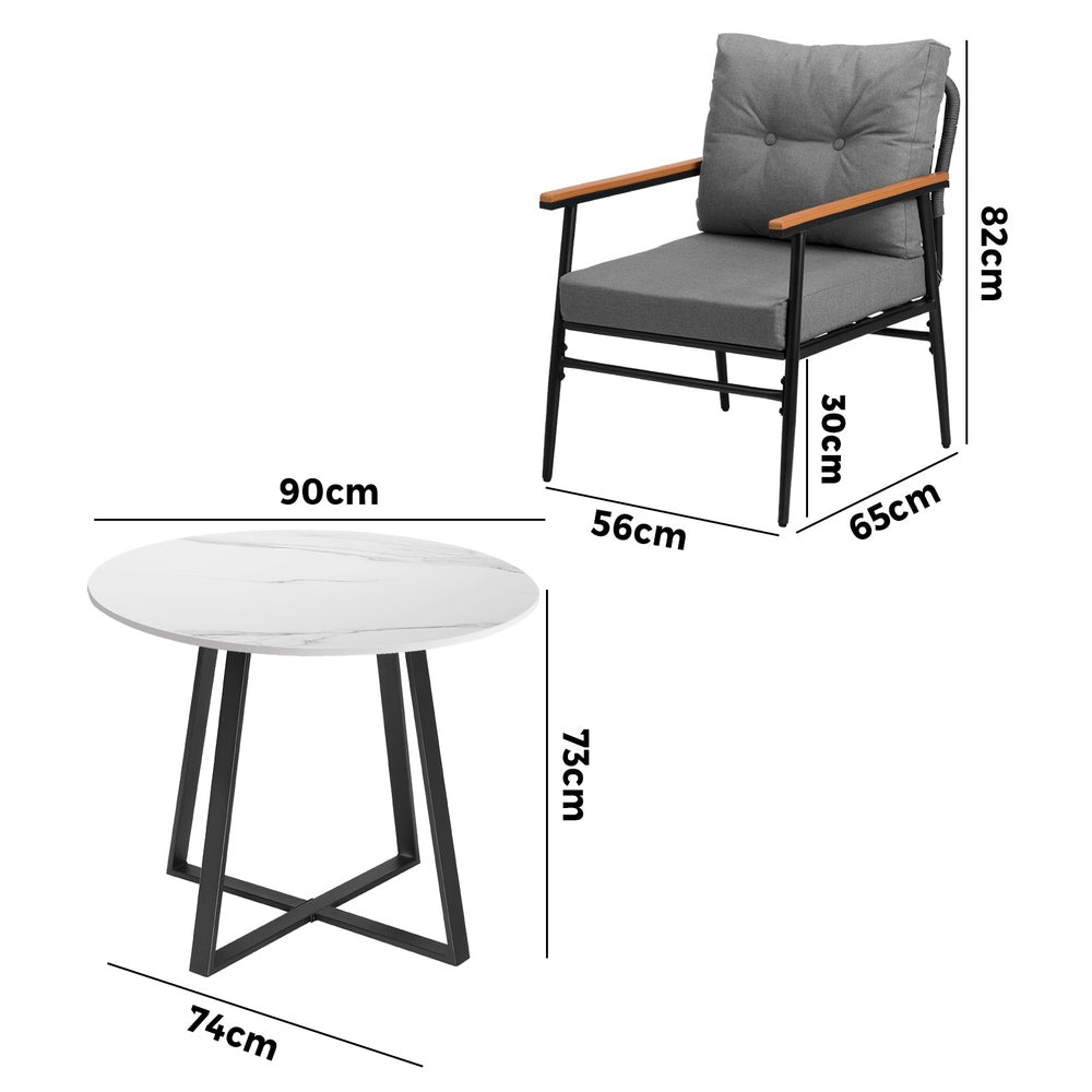 Livsip Outdoor Dining Set 3PCS Garden Lounge Setting-Outdoor Dining Set-PEROZ Accessories