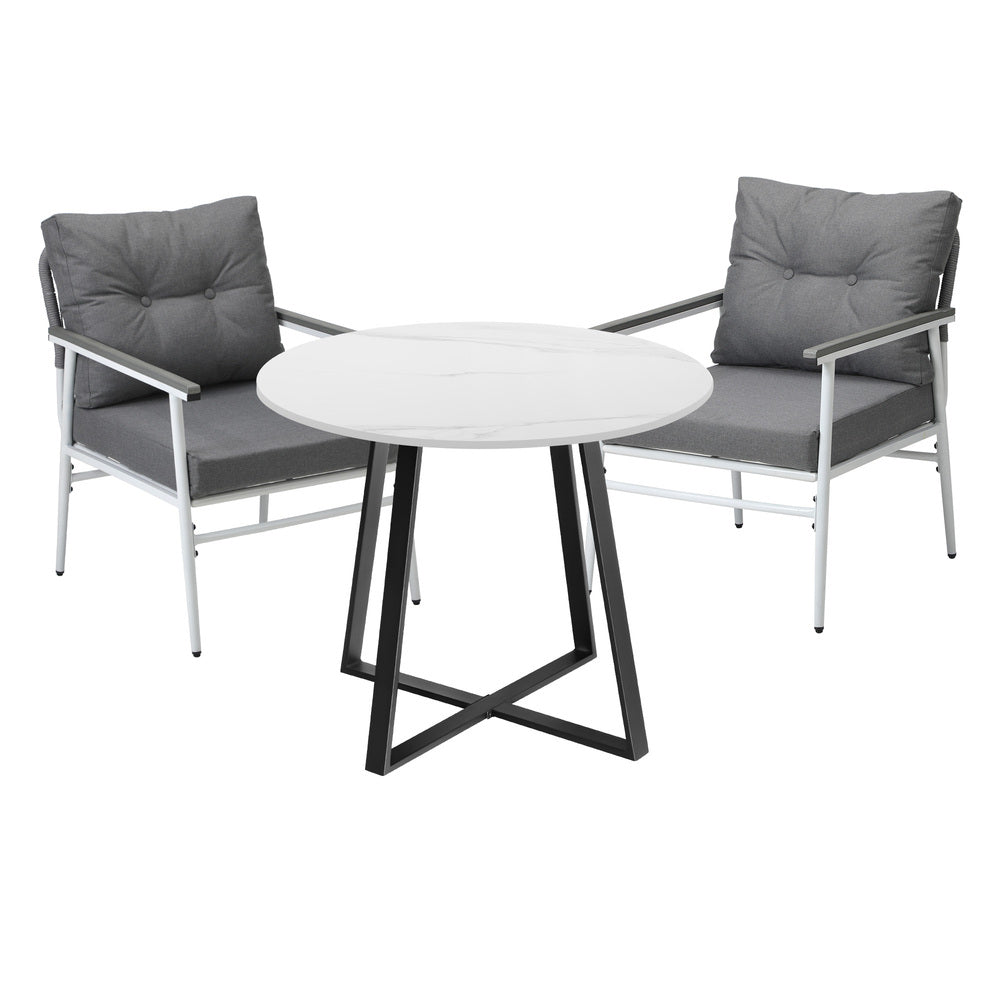Livsip Outdoor Dining Set 2 Seater Marble Table-Outdoor Dining Set-PEROZ Accessories