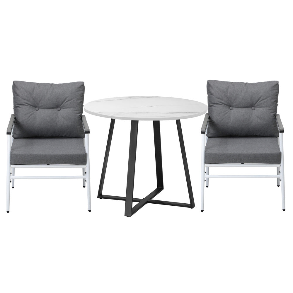 Livsip Outdoor Dining Set 2 Seater Marble Table-Outdoor Dining Set-PEROZ Accessories