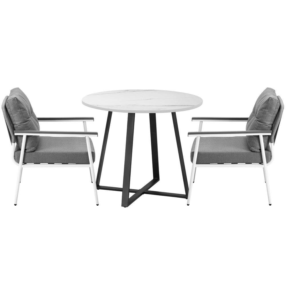 Livsip Outdoor Dining Set 2 Seater Marble Table-Outdoor Dining Set-PEROZ Accessories