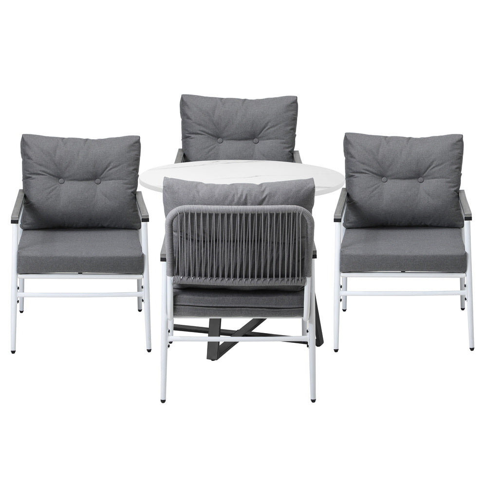Livsip Outdoor Dining Set 4 Seater Marble Table-Outdoor Dining Set-PEROZ Accessories