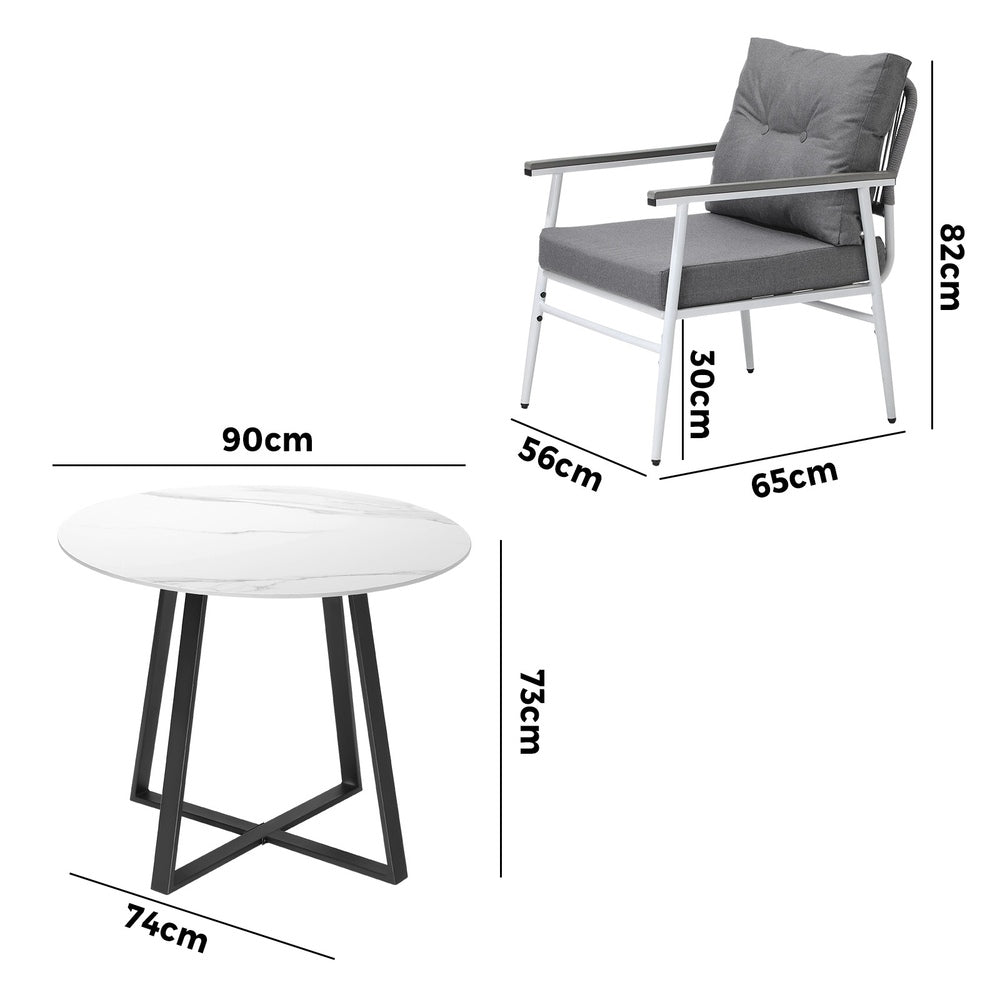 Livsip Outdoor Dining Set 4 Seater Marble Table-Outdoor Dining Set-PEROZ Accessories